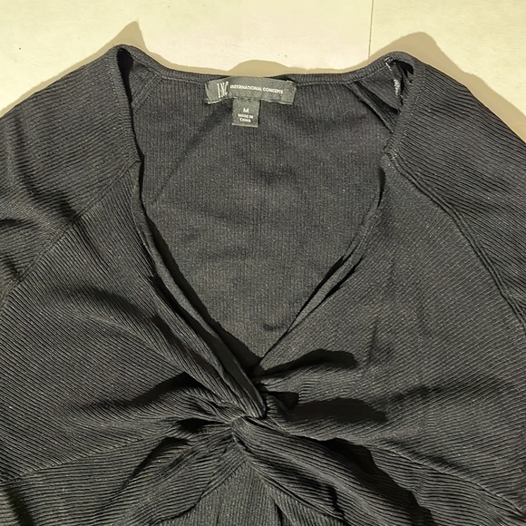 INC International Concepts Macy's black knit v neck long sleeved black shirt - Picture 3 of 6